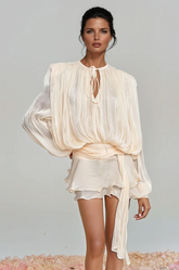 Aminah Kollu Mini Elbise Kayısı Rengi