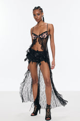 Bennett Leopar Dantel Spagetti Üst