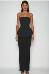 Bern Straplez Uzun Etek Takımı Siyah