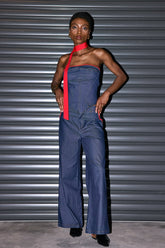 Oorja Straplez Bağcıklı Denim Set