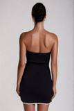 Ainsley Siyah Straplez Bağcıklı Örgü Mini Elbise