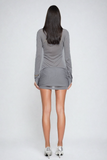 Akande Ruch Bağcıklı Bodycon Mini Elbise
