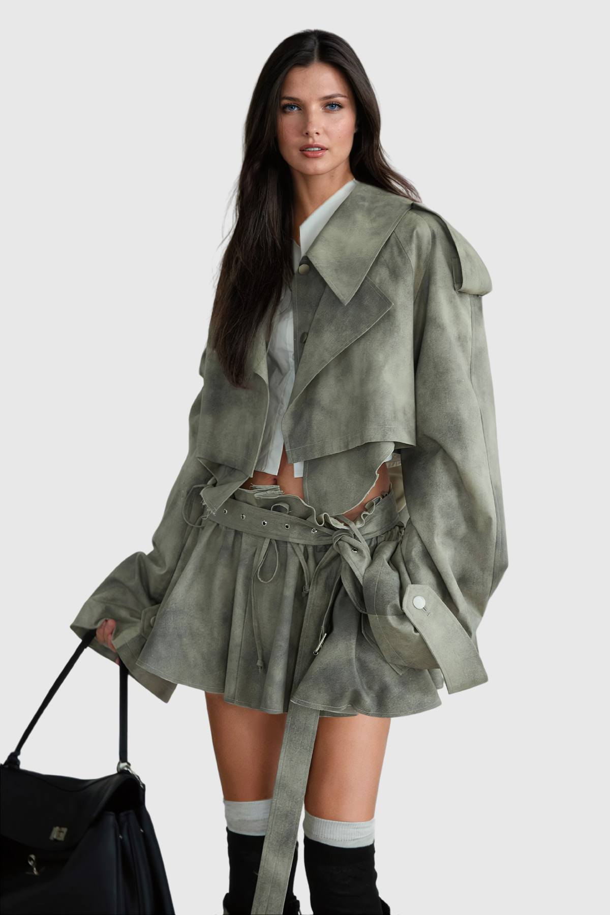 Aylani Kamuflaj Desenli Deconstruct Etek Takım