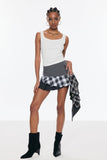 Bella Deconstruct Grid Asimetrik Saçaklı Etek