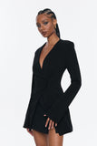 Bellatrix Deconstruct Split Bodycon Blazer Siyah