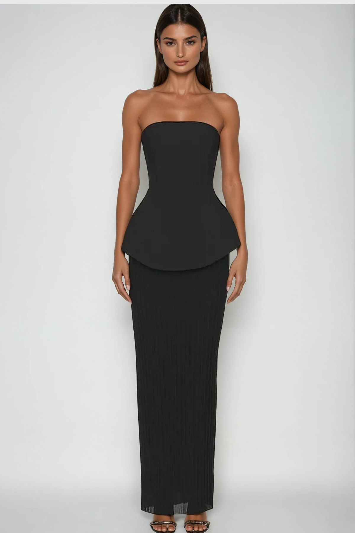 Bern Straplez Uzun Etek Takımı Siyah