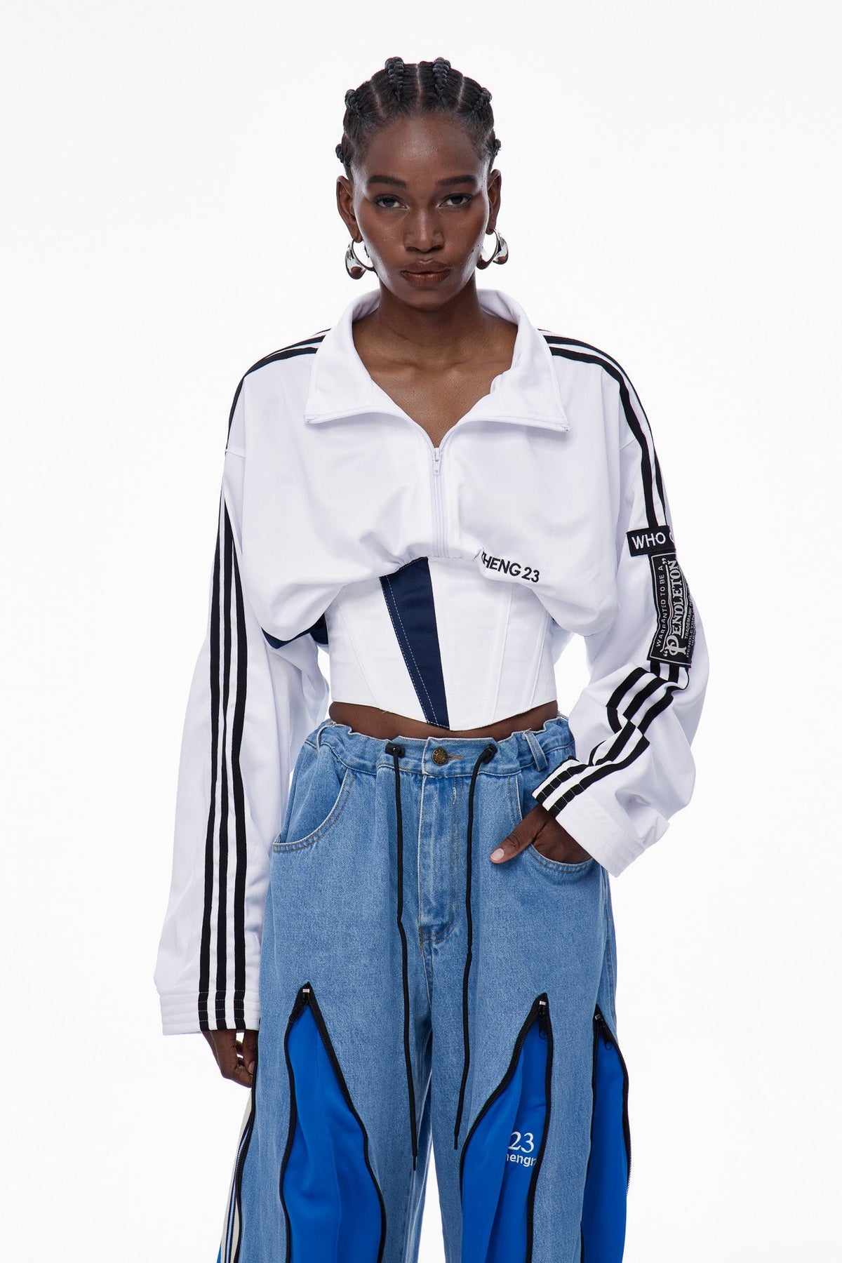 Capricia Çizgili Beyaz Bağcıklı Üst