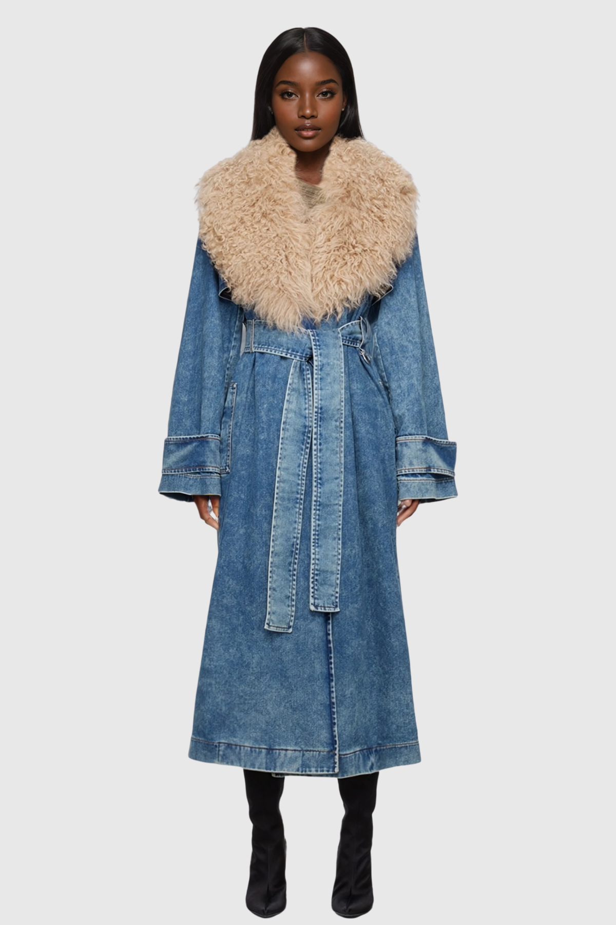 Everly Kürk Yaka Denim Mont