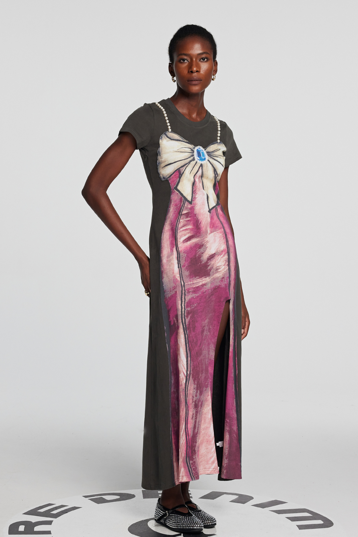 Kylee Baskı Fiyonklu İnci Maxi Elbise