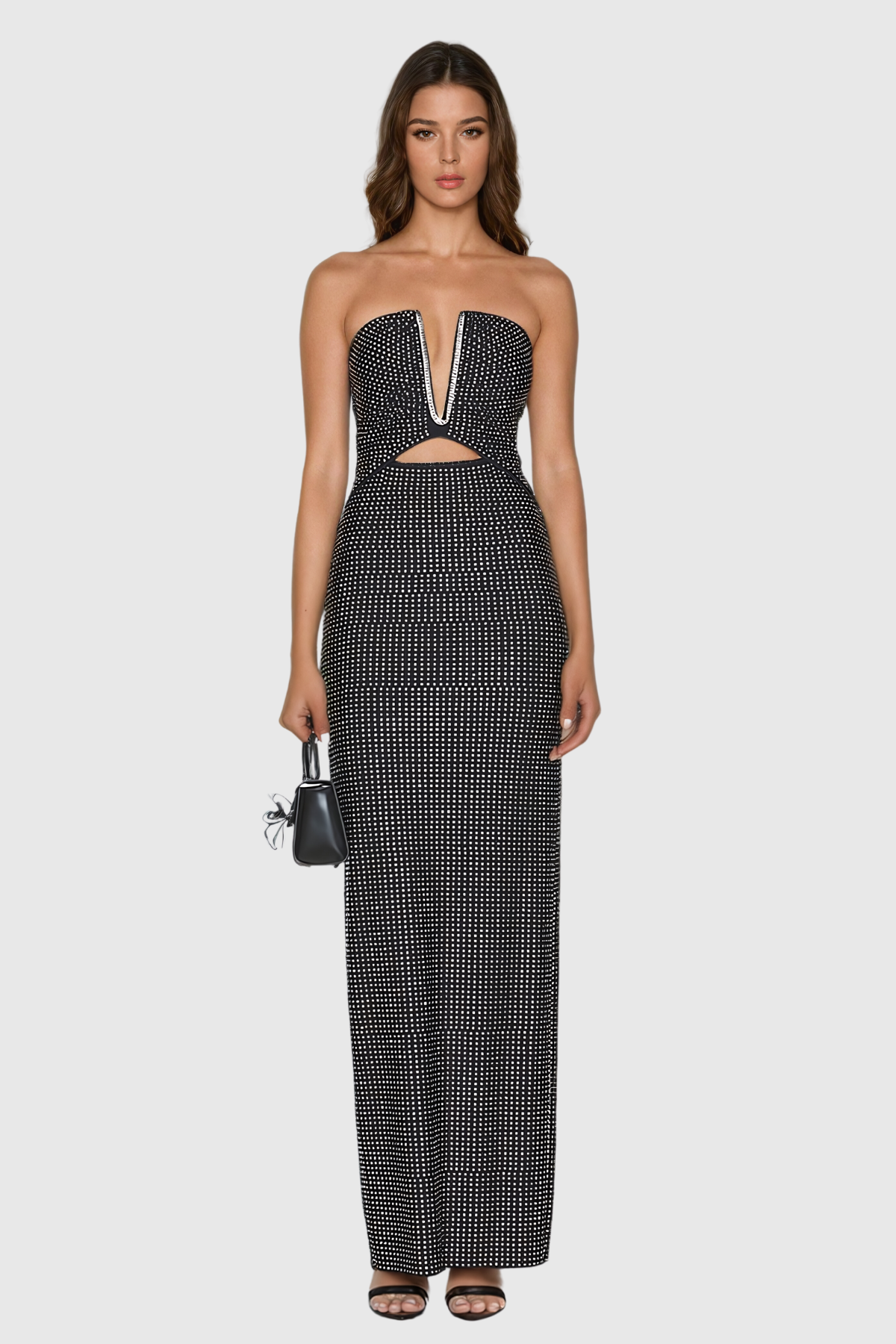 Salem Taşlı Bodycon Maxi Elbise