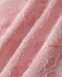 Pembe Jakarlı Dantelli Kare Yaka Midi Elbise